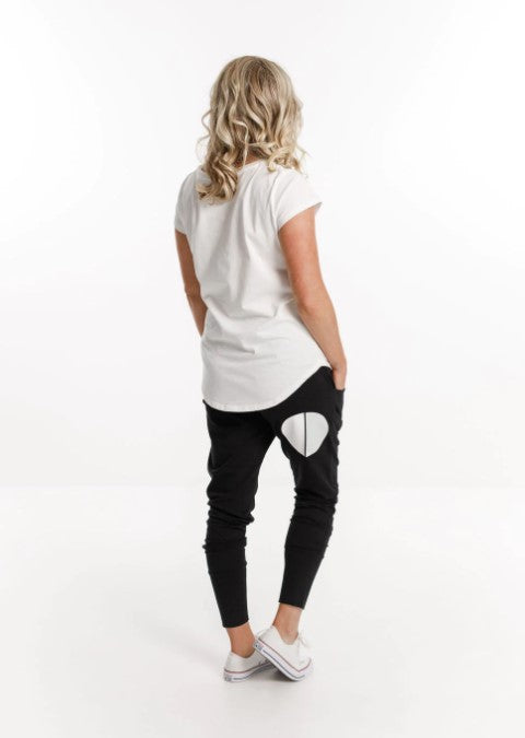Home Lee - Apartment Pant Black with White/Grey Cut Circle Dot