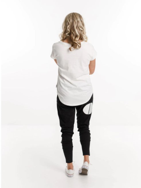 Home Lee - Apartment Pant Black with White/Grey Cut Circle Dot
