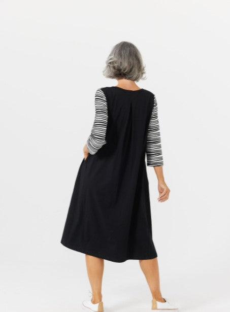 Brave + True - Burrows Dress | Black White Stripes