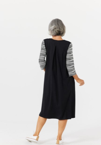 Brave + True - Burrows Dress | Black White Stripes
