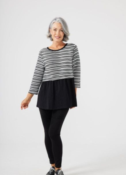 Brave + True - Burrows Top | Black White Stripe