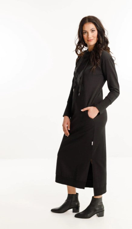 Home Lee - Maxi Hooded Dress | Black With Matte Black X