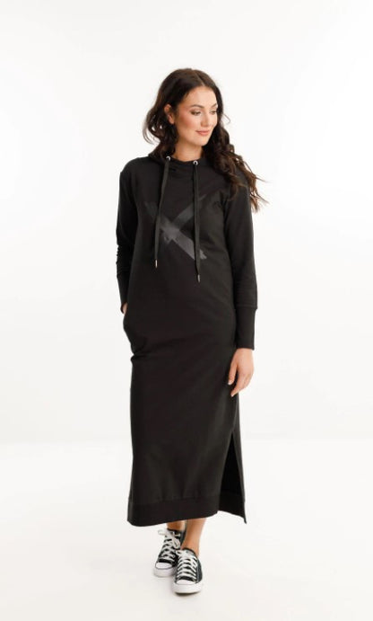 Home Lee - Maxi Hooded Dress | Black With Matte Black X