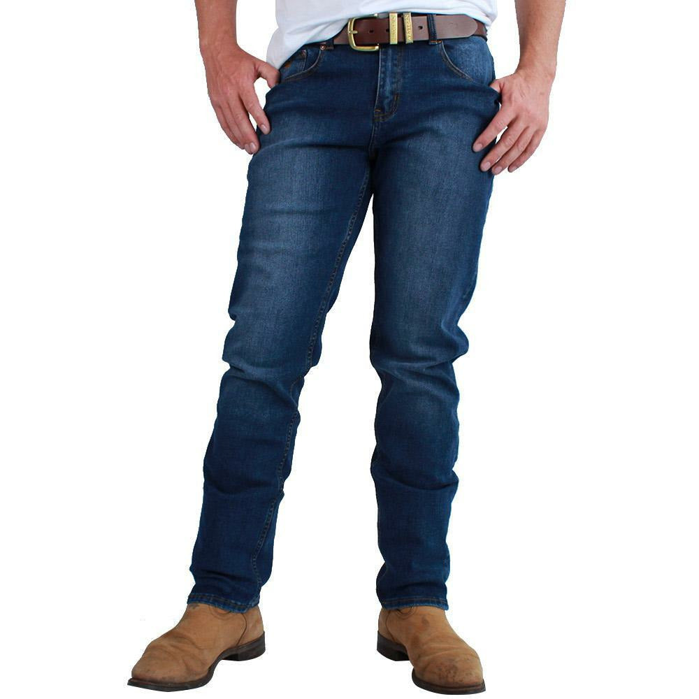 Ringers Western - Burke Mens Jean Tapered Slim Leg Mid Blue