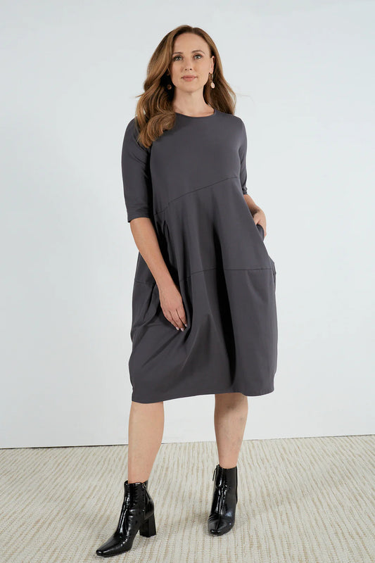 Tirelli Diagonal Seam Dress W23 - Slate Grey