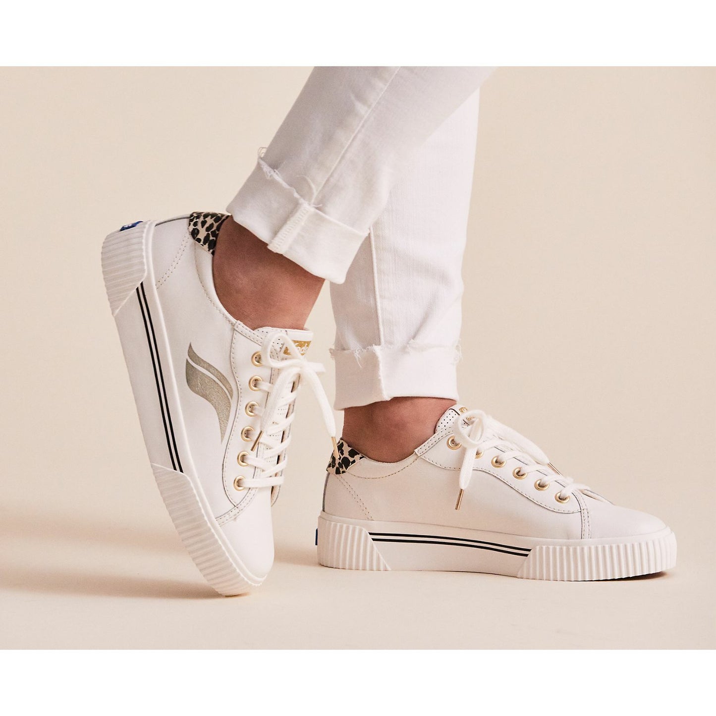 Keds Women's Crew Kick Alto Leather - Cream leopard