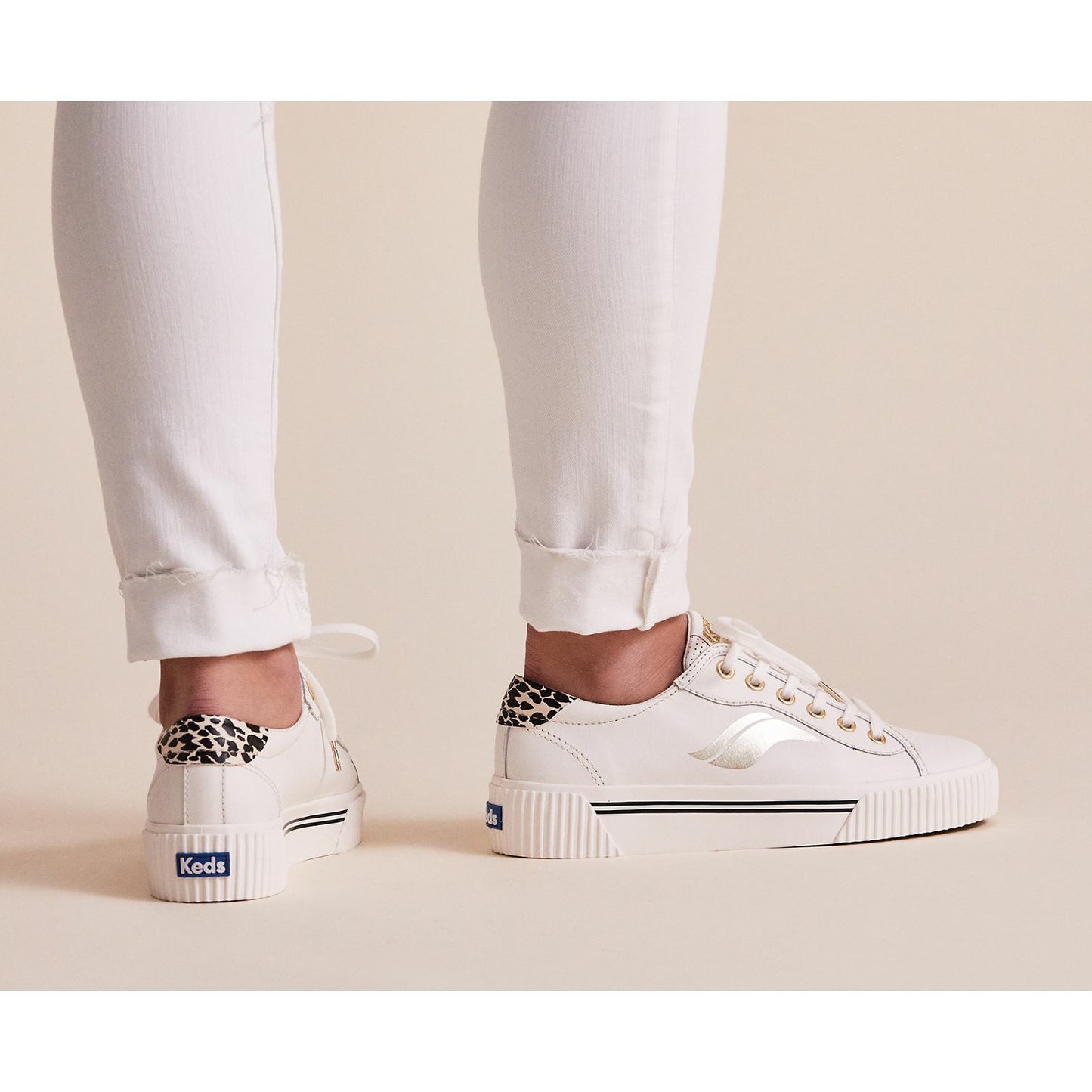 Keds Women's Crew Kick Alto Leather - Cream leopard
