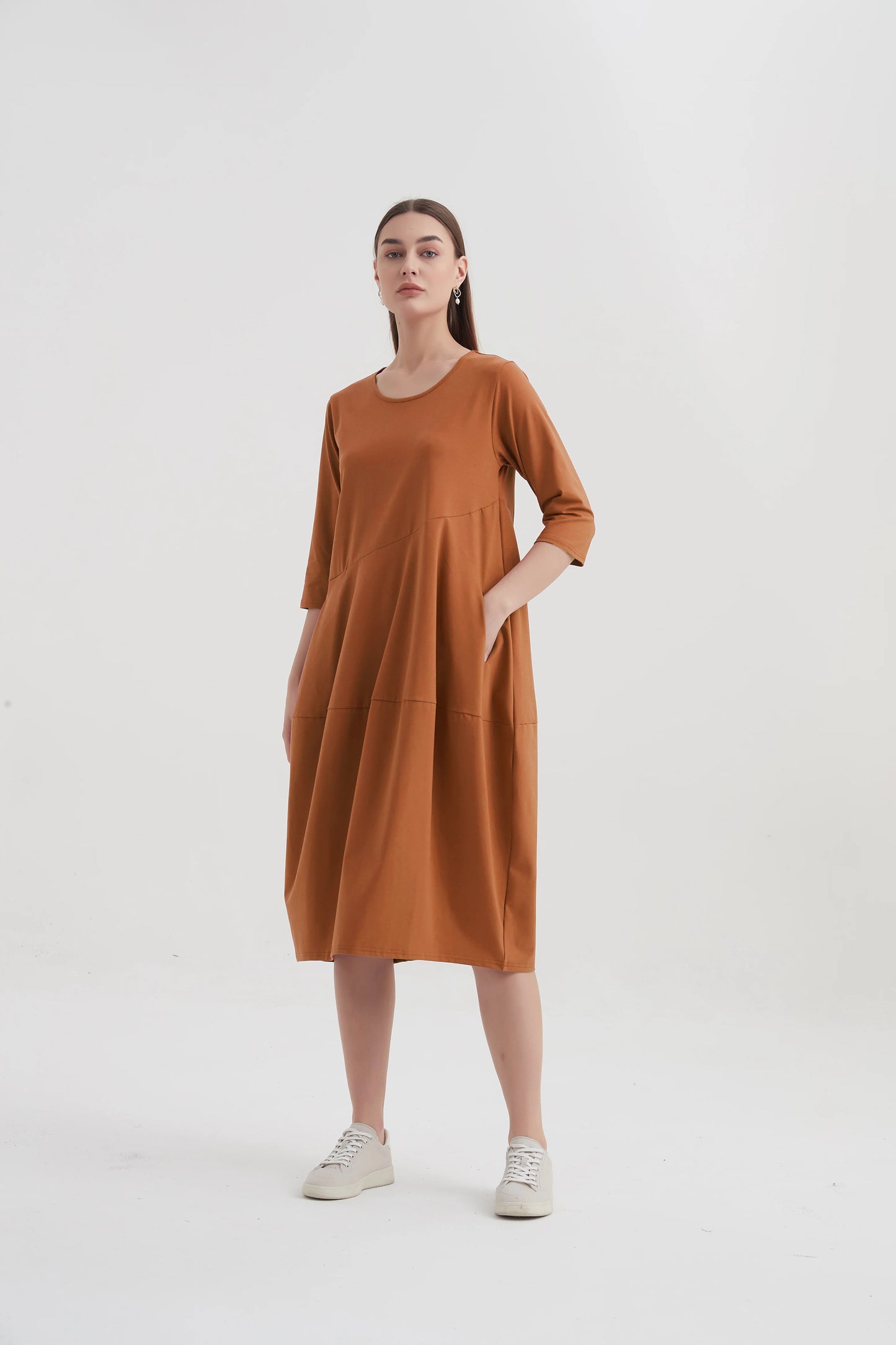 Tirelli Diagonal Seam Dress W23 - Mocha