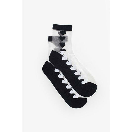 Antler - Heart Sheer Sock Black