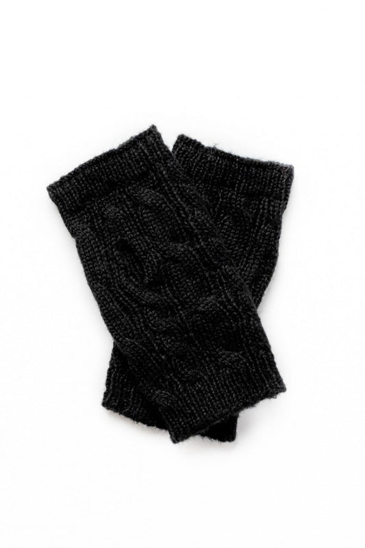 Stilen Cable Fingerless Gloves - Black