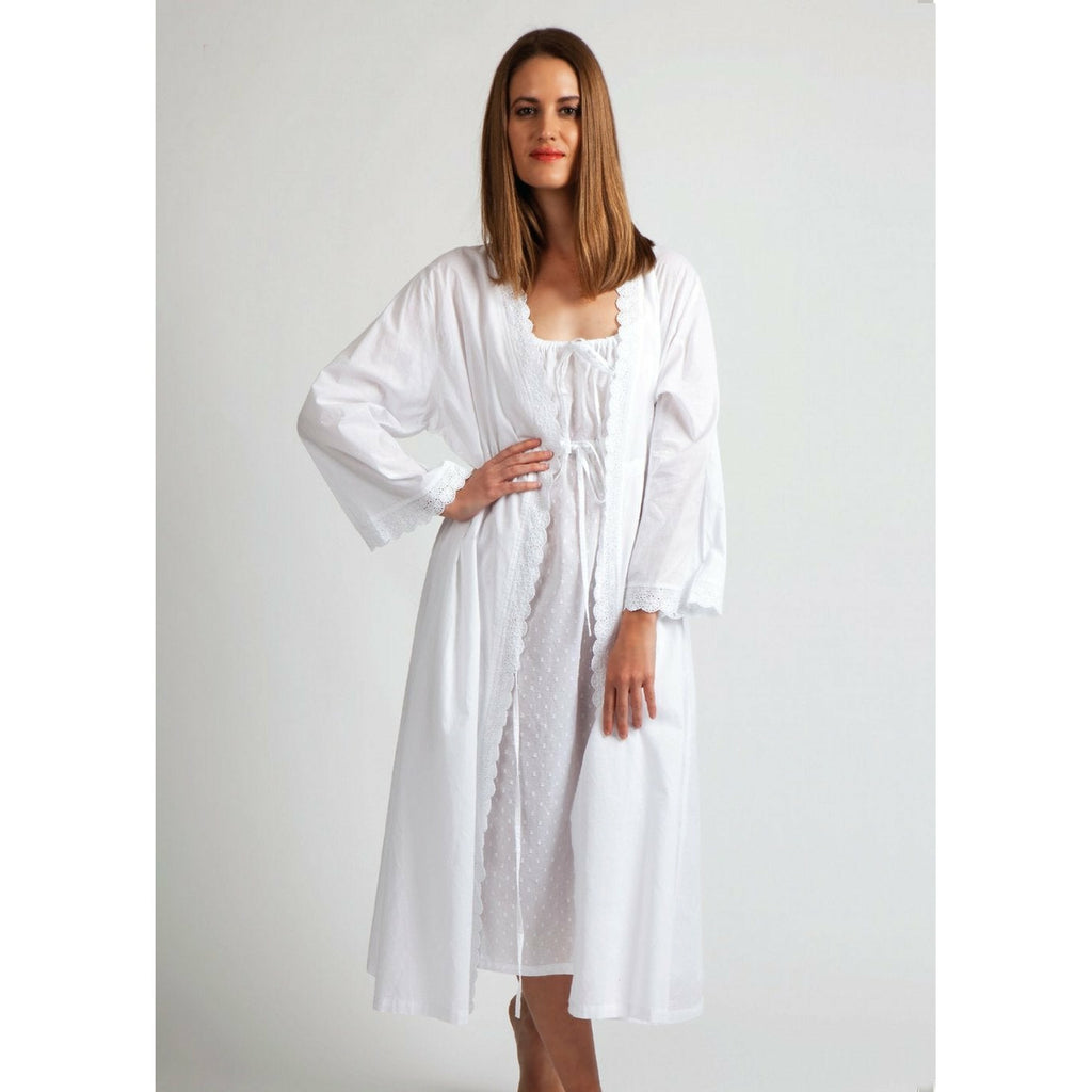 Arabella - White Lace Dressing Gown/Robe – Style358