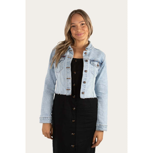 Ringers Western Steph Womens Cropped Denim Jacket - Beach Blue