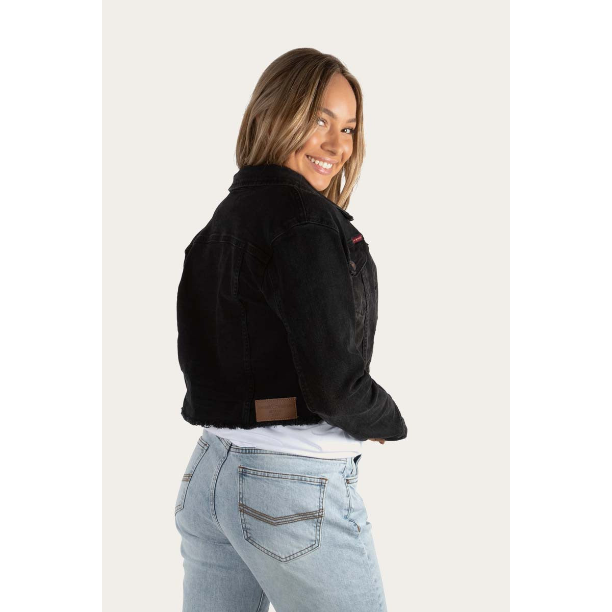 Ringers Western Steph Womens Cropped Denim Jacket - Black