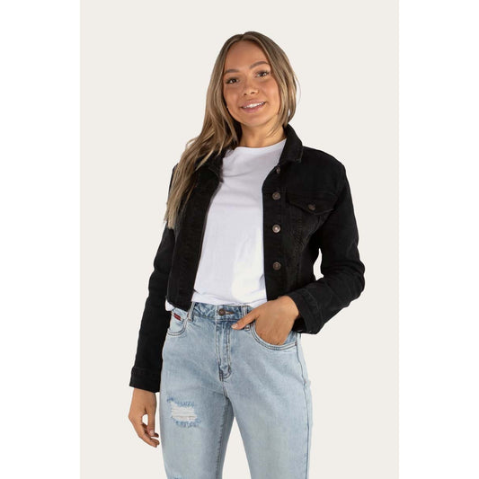Ringers Western Steph Womens Cropped Denim Jacket - Black